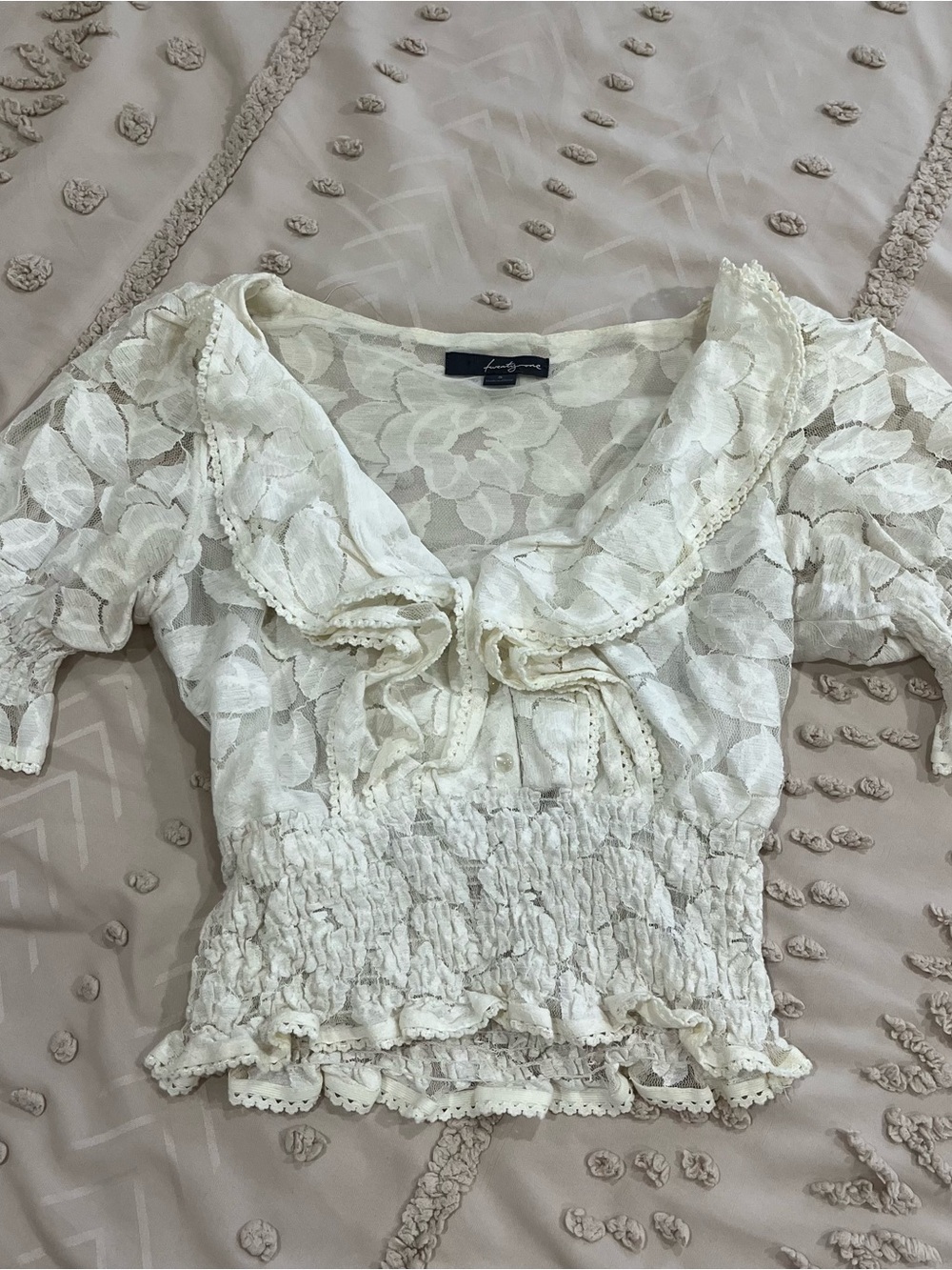 White Lace Ruffled Top